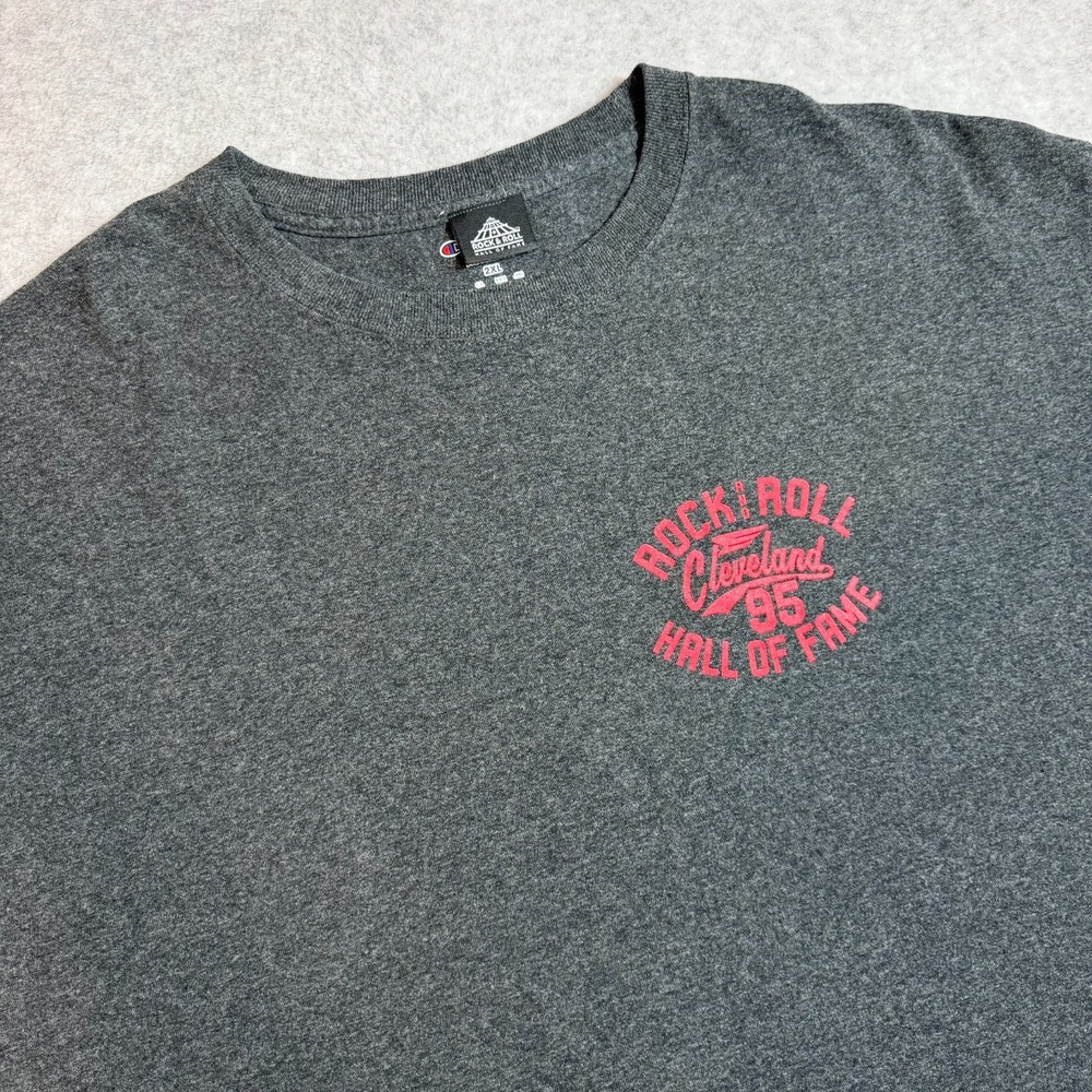 Champion‎ Rock & Roll Hall of Fame Cleveland 1995 Mens 2XL Gray Graphic T-Shirt